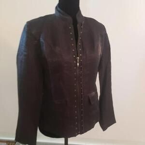 FIND NWT Chicos size 0 hooked Neva fabulous black blue jacket blazer